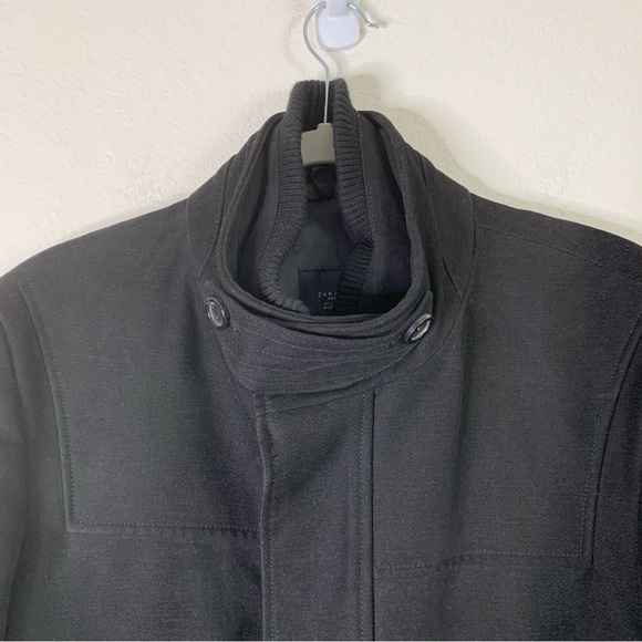 Zara Man Moda Sport Black Zip up/ Button Up Coat L - Picture 4 of 8